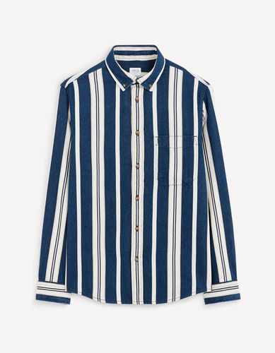 Chemise regular rayée en jean - celio - Modalova