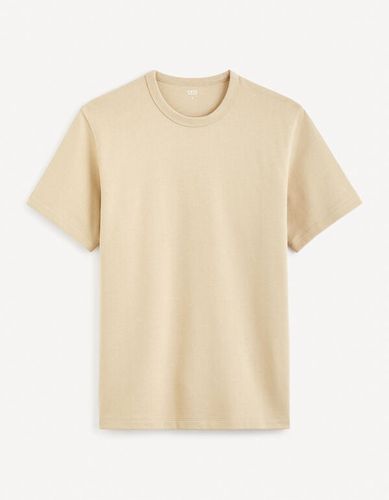 T-shirt col rond en coton - marron - celio - Modalova