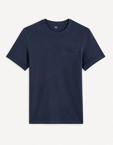 T-shirt col rond en coton piqué - marine - celio - Modalova