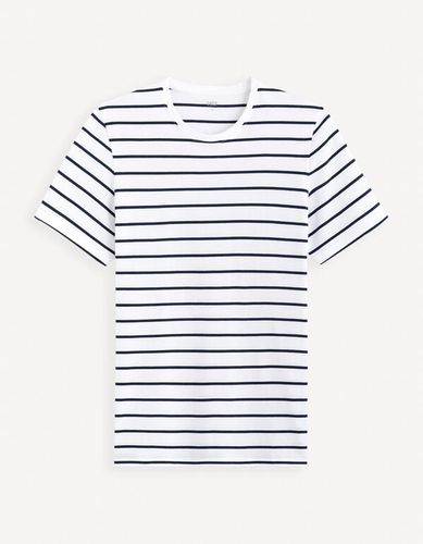 T-shirt col rond en coton - blanc - celio - Modalova