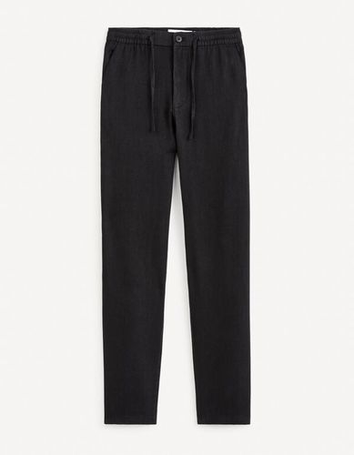 Pantalon chino en lin - noir - celio - Modalova