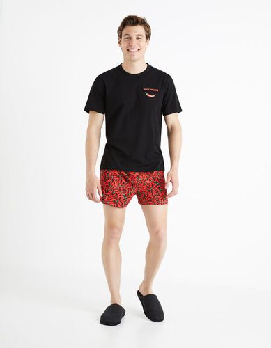 Pyjama 100% coton - noir et rouge - celio - Modalova