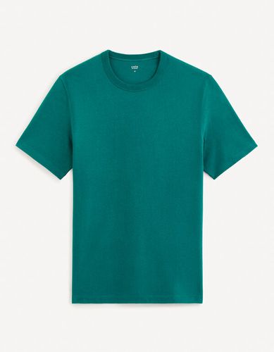 T-shirt boxy col rond 100% coton - bleu - celio - Modalova