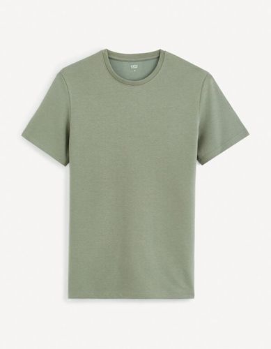 T-shirt col rond straight coton mélangé - vert - celio - Modalova