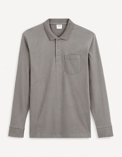 Polo jersey manches longues 100% coton - gris - celio - Modalova