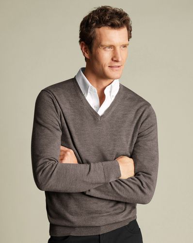 Pull À Col En V En Mérinos - Mokaulticolore en par - Charles Tyrwhitt - Modalova