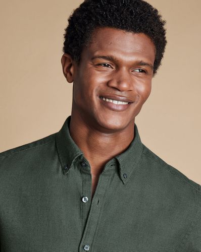 Chemise En Flanelle Dobby - Sauge par - Charles Tyrwhitt - Modalova