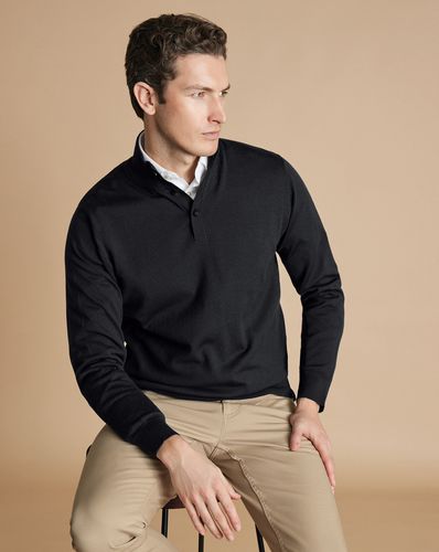 Pull À Col Boutonné En Mérinos - Anthracite par - Charles Tyrwhitt - Modalova