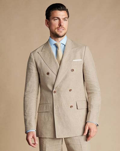 Veste Croisée En Lin - Taupe en par - Charles Tyrwhitt - Modalova