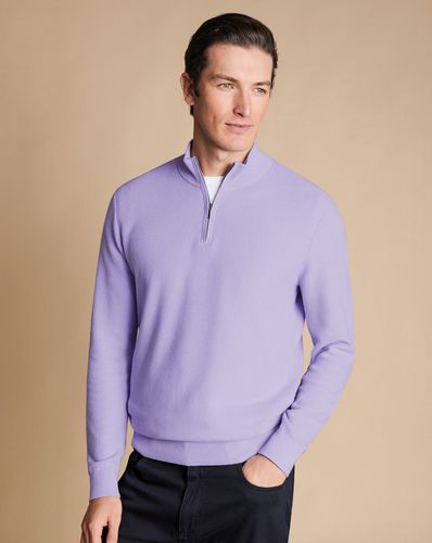 Pull À Col Zippé En Coton Alvéolé - Foncé par - Charles Tyrwhitt - Modalova