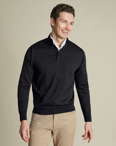 Pull À Col Boutonné En Mérinos - Anthracite par - Charles Tyrwhitt - Modalova