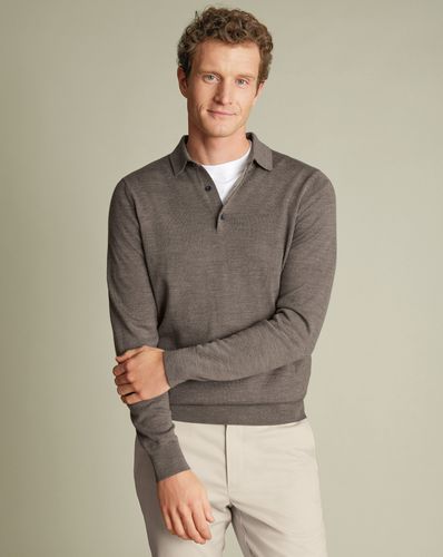 Pull En Laine Mérinos À Col Polo - Moka en par - Charles Tyrwhitt - Modalova