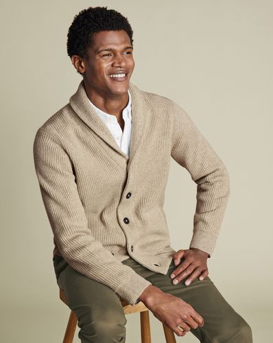 Cardigan À Col Châle En Mérinos - Grège en par - Charles Tyrwhitt - Modalova