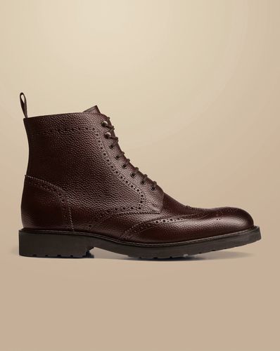 Bottes Richelieu En Cuir Fleur À Semelle En Caoutchouc - Brun Acajou par - Charles Tyrwhitt - Modalova