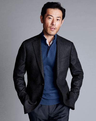 Veste En Laine Et Soie Texturée À Motif Petit Pied-De-Poule - par - Charles Tyrwhitt - Modalova