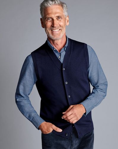 Bleu Royal Cardigan Sans Manches En Pure Laine Mérinos en par - Charles Tyrwhitt - Modalova