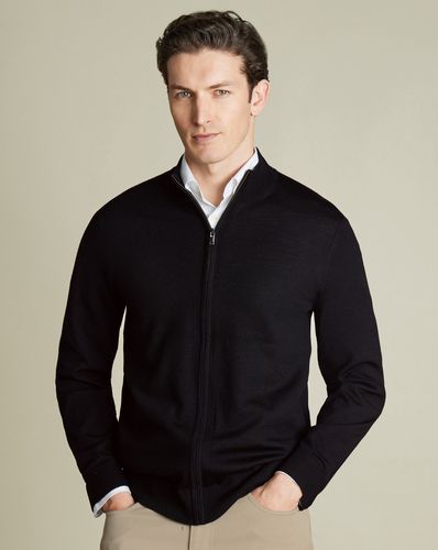 Cardigan Zippé En Laine Mérinos - par - Charles Tyrwhitt - Modalova