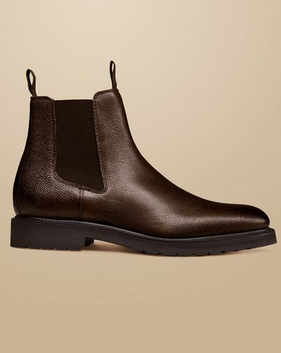 Bottes Chelsea En Cuir Grainé À Semelle En Caoutchouc - Chocolat en par - Charles Tyrwhitt - Modalova