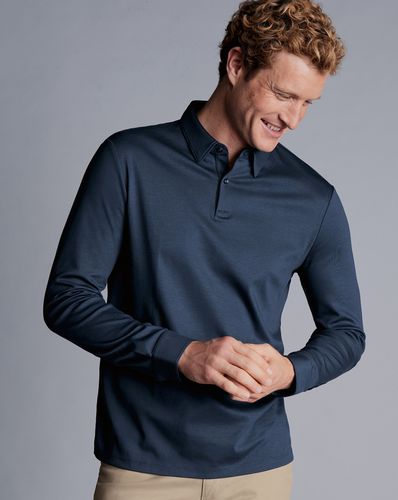 Polo En Jersey À Manches Longues - Pétrole par - Charles Tyrwhitt - Modalova