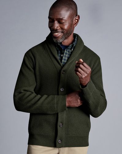 Cardigan Épais À Col Châle En Laine Mérinos - Vert Olive en par - Charles Tyrwhitt - Modalova