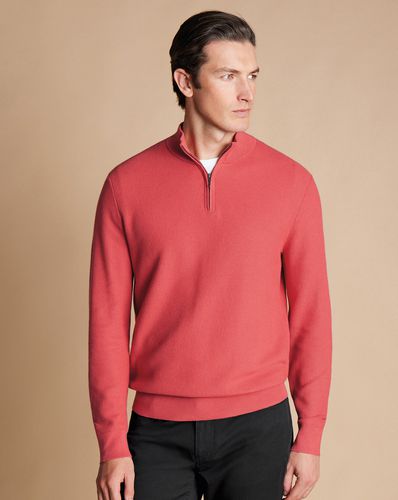 Pull À Col Zippé En Coton Alvéolé - Rose par - Charles Tyrwhitt - Modalova