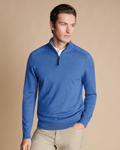 Pull À Col À Fermeture Éclair En Mérinos Performance - Bleuet par - Charles Tyrwhitt - Modalova