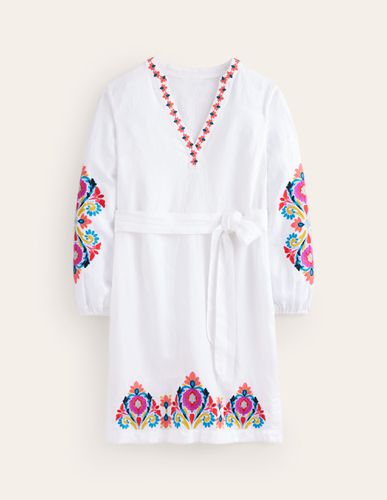 Robe Cleo brodée en lin - Boden - Modalova