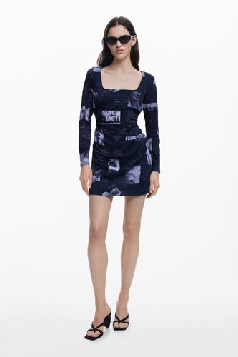 Robe à col carré avec motifs de cartes postales - Desigual - Modalova