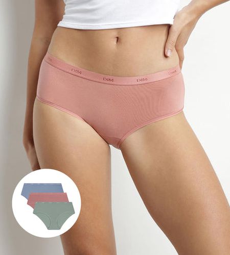 Lot de 3 boxers en coton Gris Rose Vert Les Pockets Eco - Féminin - Taille 36/38 - DIM - Modalova