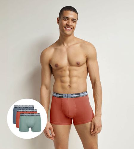 Lot de 3 boxers coton stretch à ceinture 3D Gris Vert Powerful - Masculin - Taille 3 - DIM - Modalova