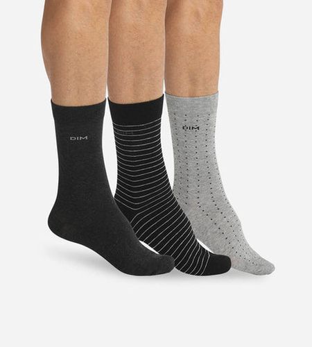 Lot de 3 chaussettes et anthracite pois rayures - Masculin - Taille 39/42 - DIM - Modalova