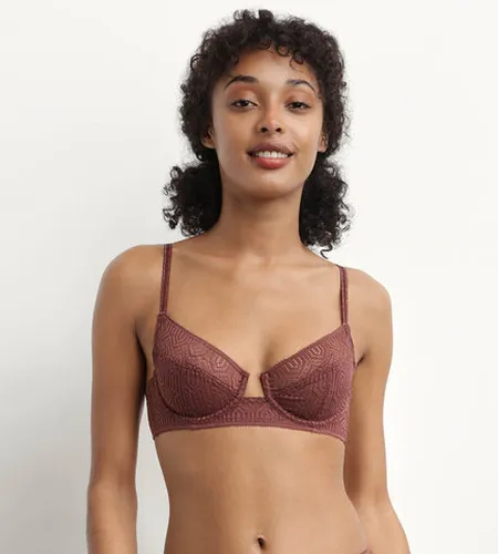 Soutien-gorge emboitant armatures dentelle graphique Cacao Mod de - DIM - Modalova