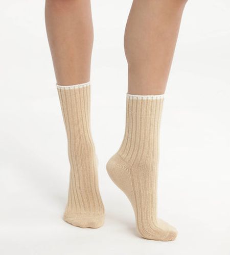 Chaussettes en maille côtelée unie Vanille Bambou - Féminin - Taille TU - DIM - Modalova