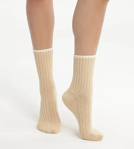 Chaussettes en maille côtelée unie Vanille Bambou - DIM - Modalova