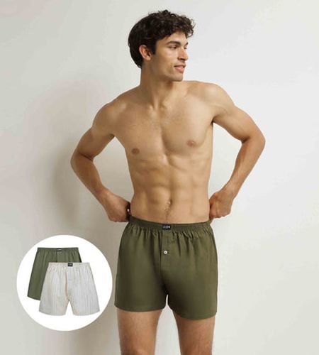 Lot de 2 caleçons Beige rayé Coton Stretch - DIM - Modalova