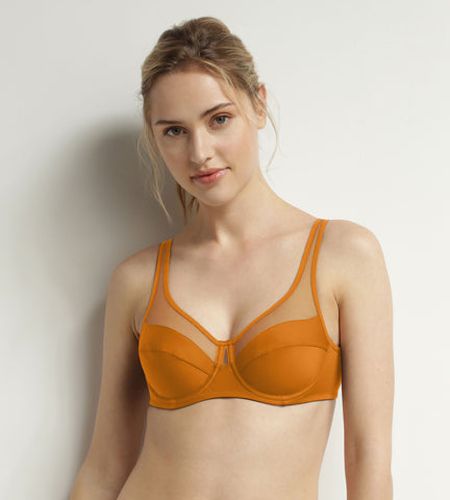 Soutien-gorge à armatures en microfibre et tulle Marron Generous - Féminin - Taille 90B - DIM - Modalova