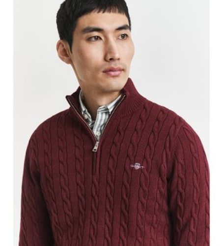 Pull en tricot torsadé avec demi-fermeture éclair en coton (S), Casuel, Grenat - Gant - Modalova
