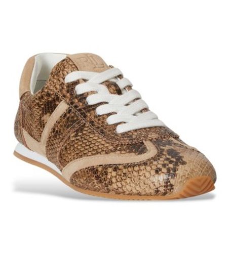 P15838001 Baskets en cuir Dani avec gaufrage python (36), Marron, Beige, Plat, Lacets, Casuel - Lauren Ralph Lauren - Modalova