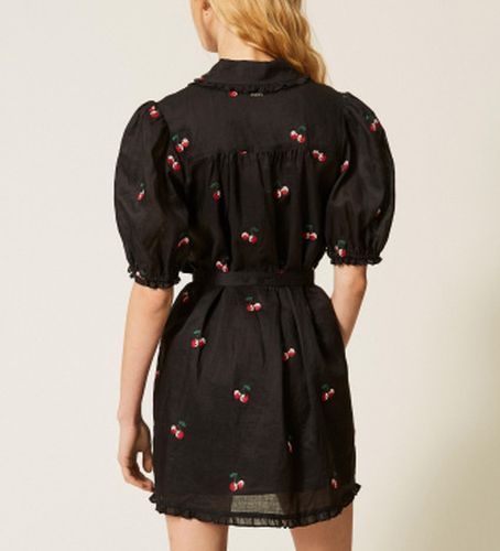 TT2422 Robe courte Ramie avec broderie (42), Casuel, Coton, Manche courte - Twinset - Modalova
