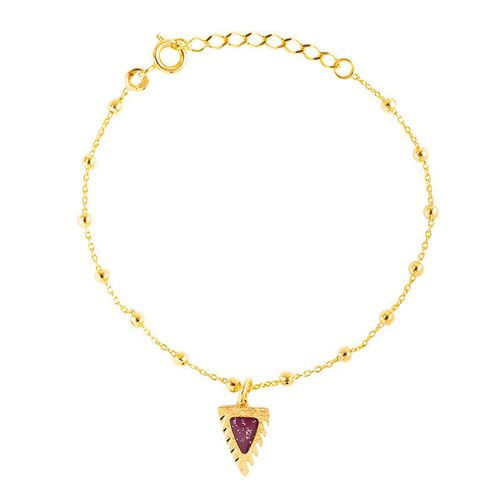 Bracelet chaine boules motif triangle en laiton doré - Lovely Day Bijoux - Modalova