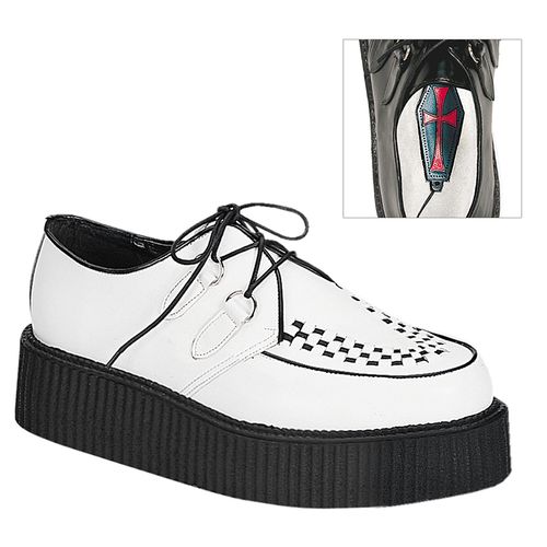 Chaussure gothique en cuir blanc creeper-402 - Pointure : 45 - Demonia - Modalova