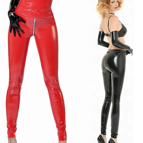 Leggings vinyl vernis rouge ou noir - Taille : S 36 - Couleur : Rouge - Mode Patrice Catanzaro - Modalova