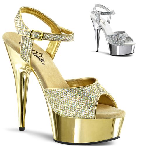 Nu-pieds paillettes argentées ou dorées - Pointure : 46 - Couleur : Argent - Chaussures femmes Pleaser - Modalova