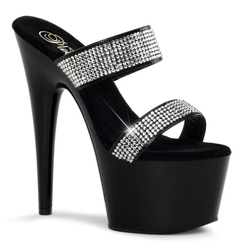 Chaussures mules à brides strass noir talon haut - Pointure : 42 - Pleaser - Modalova