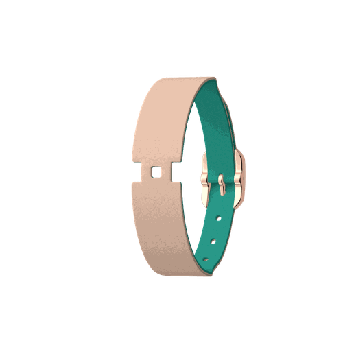 Bracelet Cuir Nude / Aquatic, boucle dorée rose - Les Georgettes - Modalova