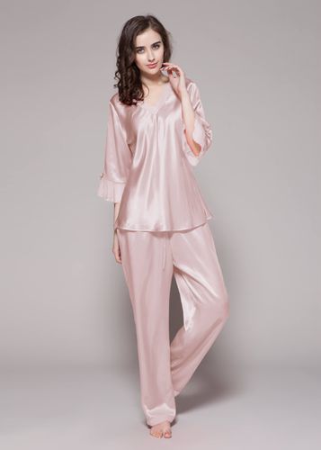 LILYSILK Soie Pyjama Col V, Manches 3/4 100% Soie Pure Léger Et Résistant Aux Rides XL - LILYSILK - Modalova