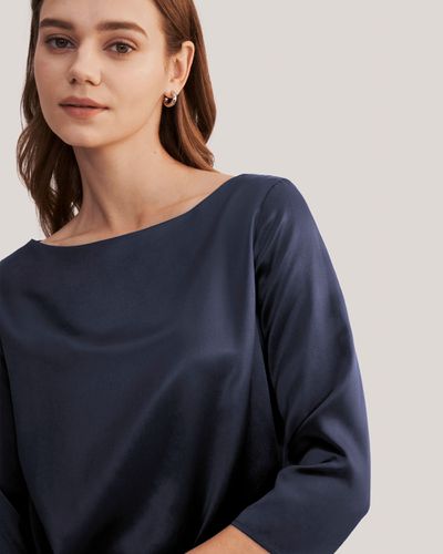 LILYSILK Blouse Soie Luxe À Col Bateau Et Manches 3/4 Soie De Mûrier Doux Pour La Peau Et Lisse Chemises M - LILYSILK - Modalova