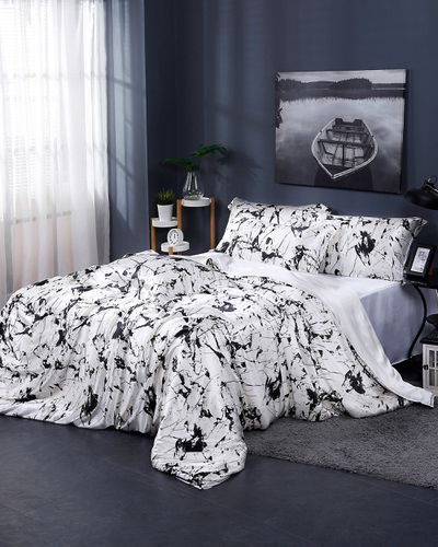 LILYSILK Housse De Couette Soie France 100% Soie De Mûrier 19 Momme 19 Mommes Housse D Oreiller Soie White Marble Print 240X220cm - LILYSILK - Modalova