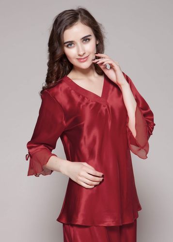 LILYSILK Pyjama Soie Col V, Manches 3/4 100% Soie Conçu Pour La Beauté Une Meilleure Peau XS - LILYSILK - Modalova