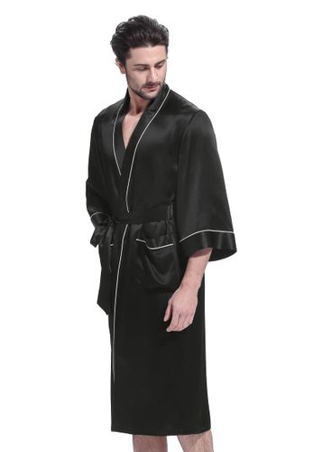 LILYSILK Robe De Chambre Kimono Soie Col Châle, Liseré Blanc 100% Soie Naturellement Antibactérien Robe De Chambre M - LILYSILK - Modalova